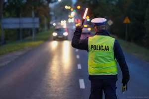 Policjant WRD z latarką do zatrzymywania pojazdów